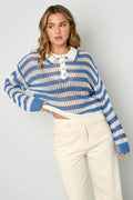 Knitted Sweater - Wit/Blauw