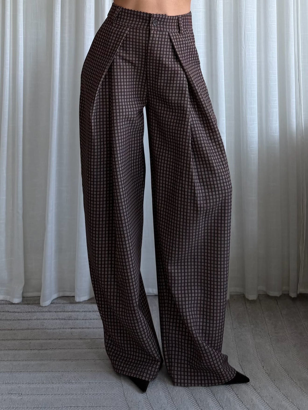 Eight Paris - Pantalon Bruine Ruit