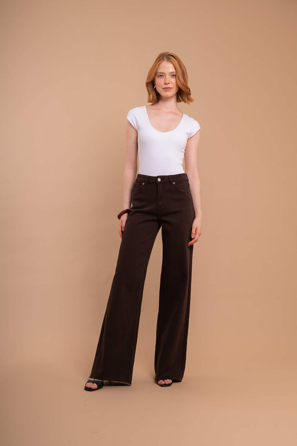 Redial - Wide Leg Broek Extra Tall Bruin