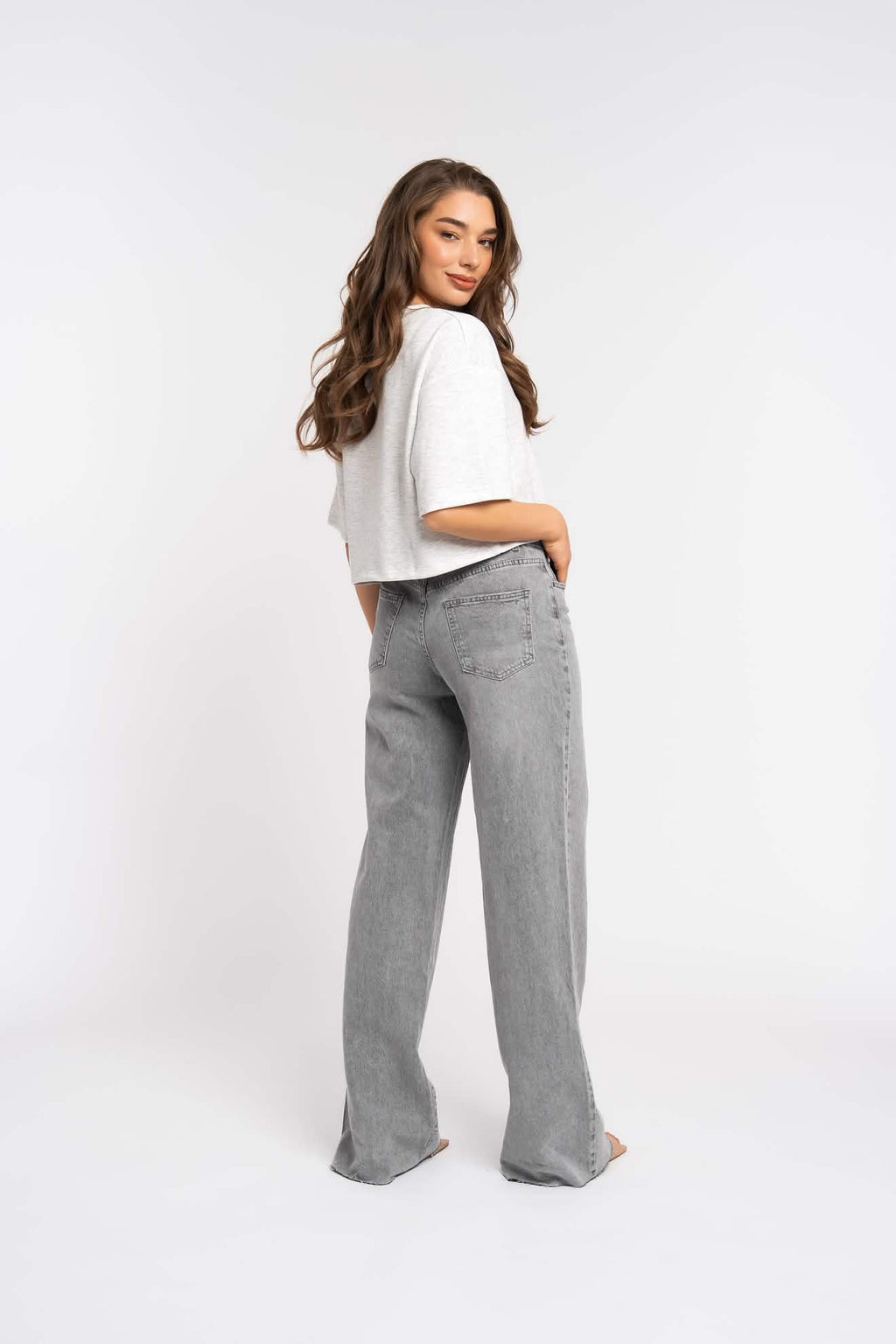 Redial - Wide Leg Broek Extra Tall Grijs