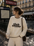 Club Amour Trui - Wit met Bruin