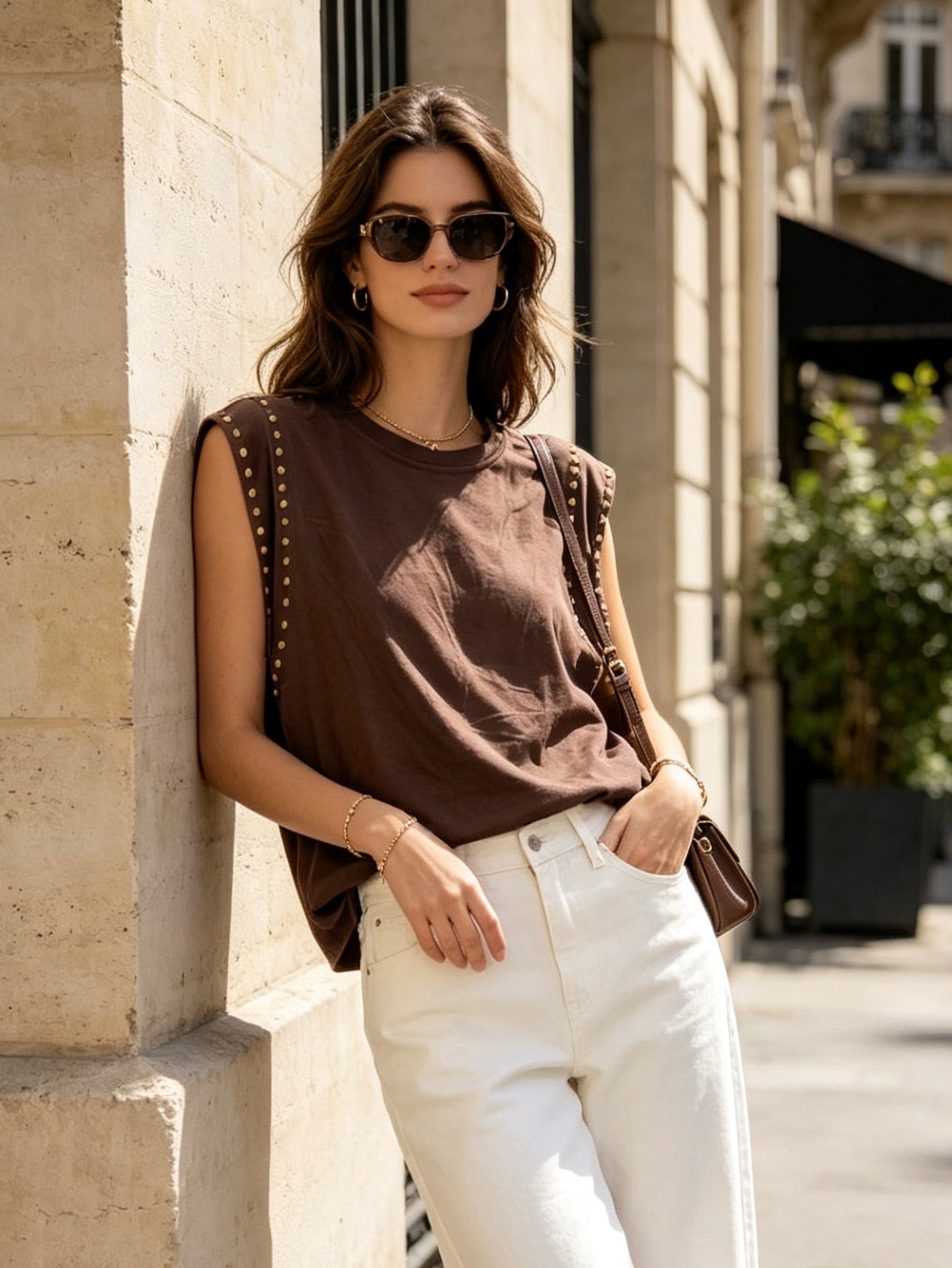 Stud top - Bruin